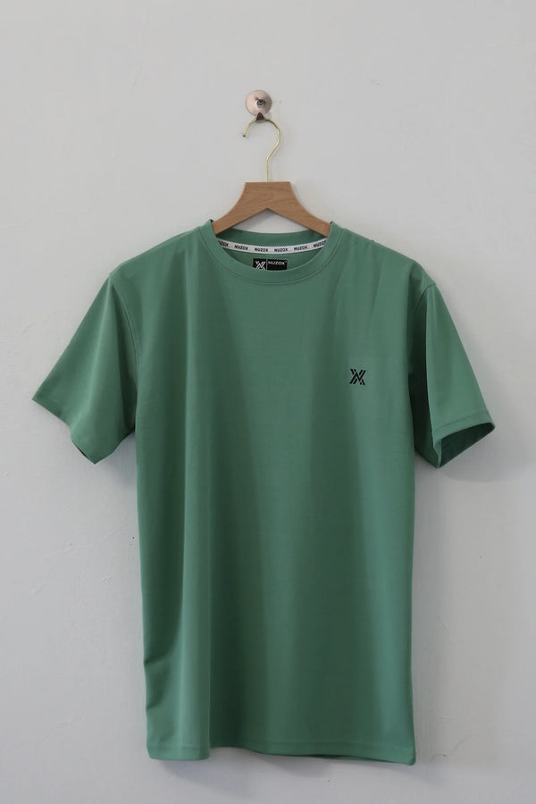 Plain Half Hand T-Shirt Lycra( Pista green)