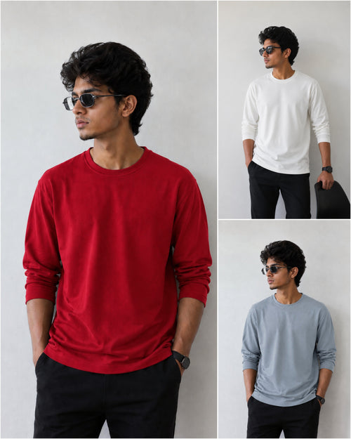 3 t-shirts combo – plain full hand lycra