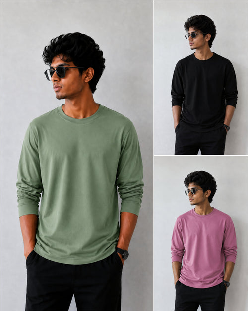 3 t-shirts combo – plain full hand lycra