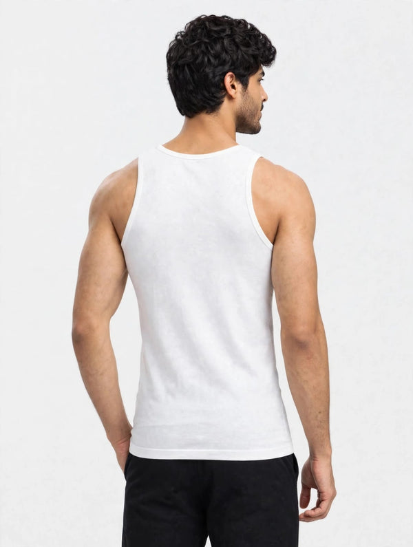Men's plain 100% cotton vest (white)