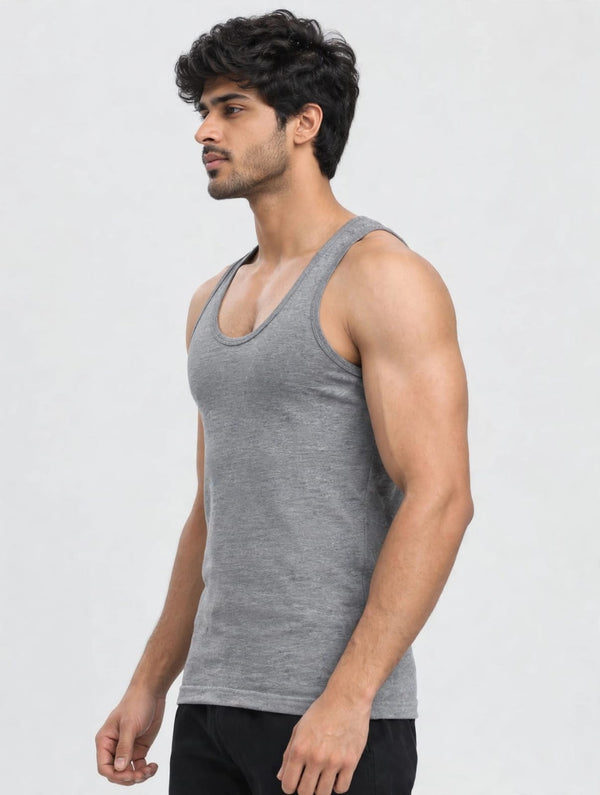 Men's plain 100% cotton vest (grey)