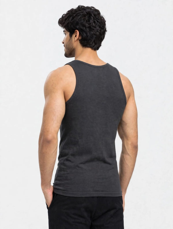 Men's plain 100% cotton vest (Dark Grey)