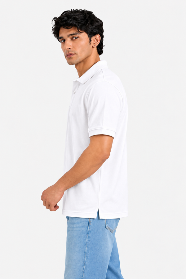 Premium Cotton Polo Collar t-shirt (White)