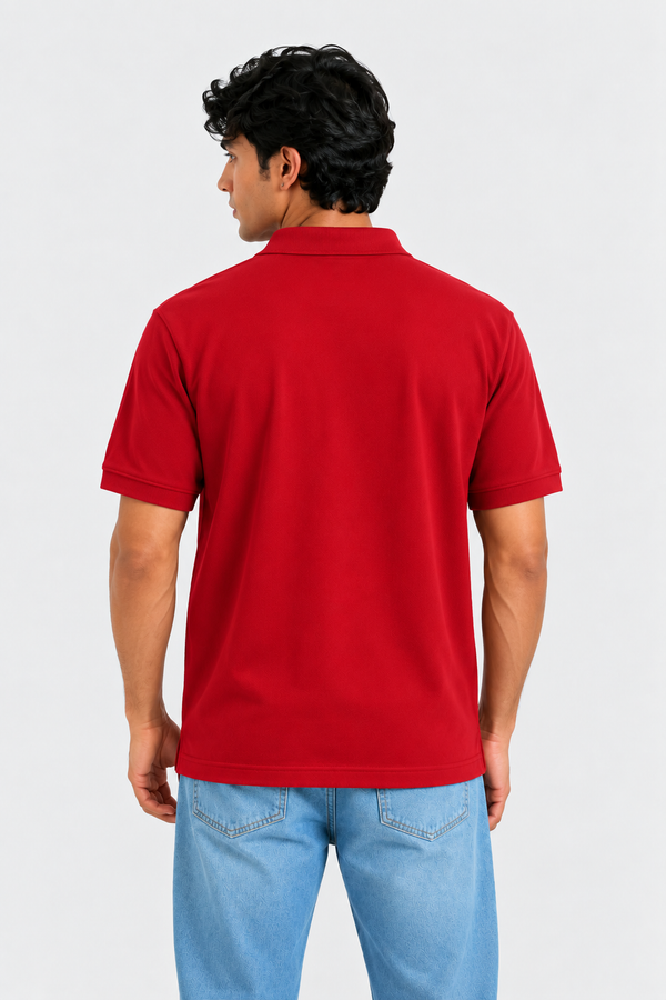 Premium Cotton Polo Collar t-shirt (Red)