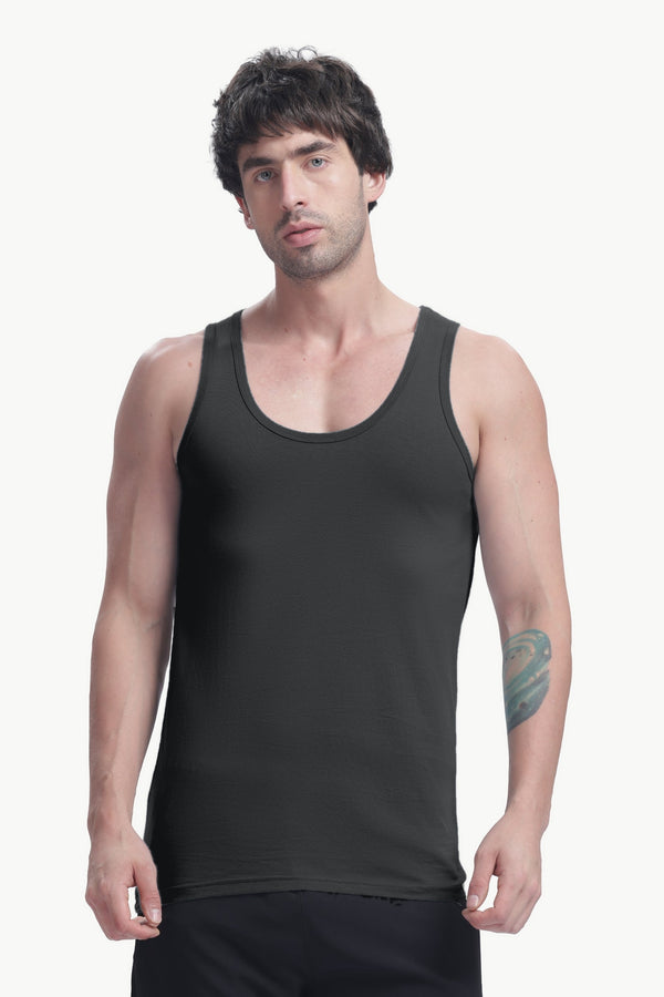 Men's plain 100% cotton vest (Dark Grey)
