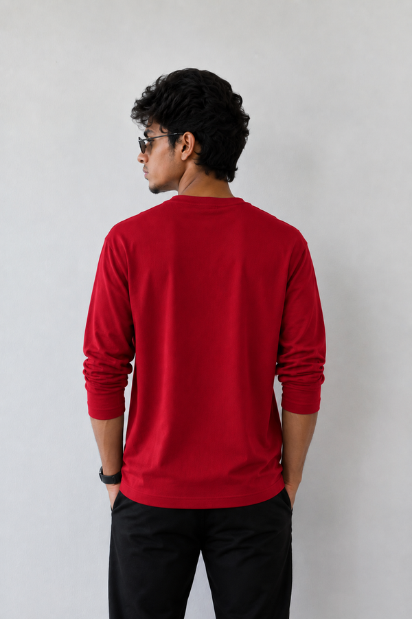 Plain Full Hand Lycra T-shirts (Red)