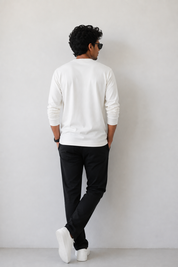 Plain Full Hand Lycra T-shirts (White)