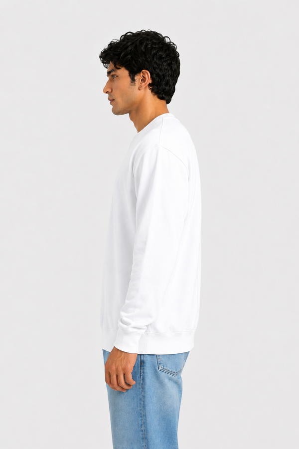 Cotton Full Sleeve Sweatshirt For Men (White)
