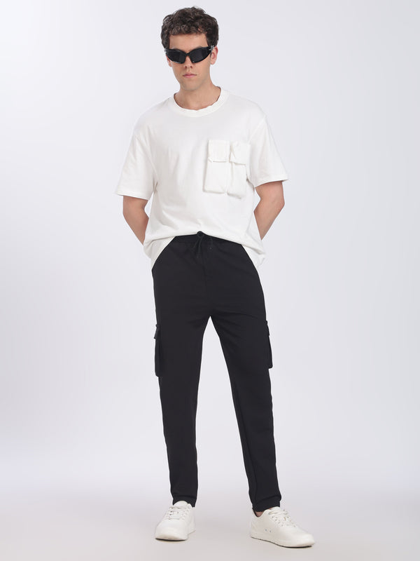 Lycra Five Pocket Cargo Pant With Cuff (Black)