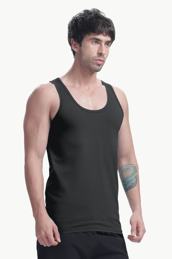 Men's plain 100% cotton vest (Dark Grey)