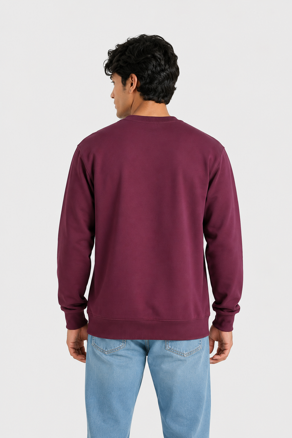 Cotton Full Sleeve Sweatshirt For Men (Wine)