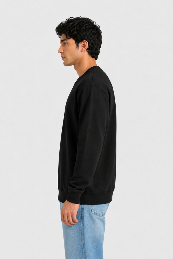 Cotton Full Sleeve Sweatshirt For Men (Black)