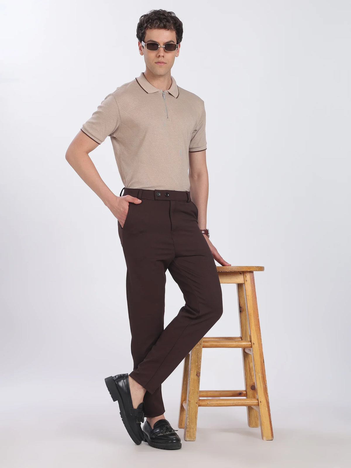 Lycra Formal Pant for Men (Choco Brown)