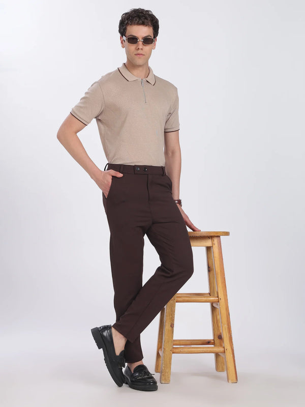 Lycra Formal Pant for Men (Choco Brown)