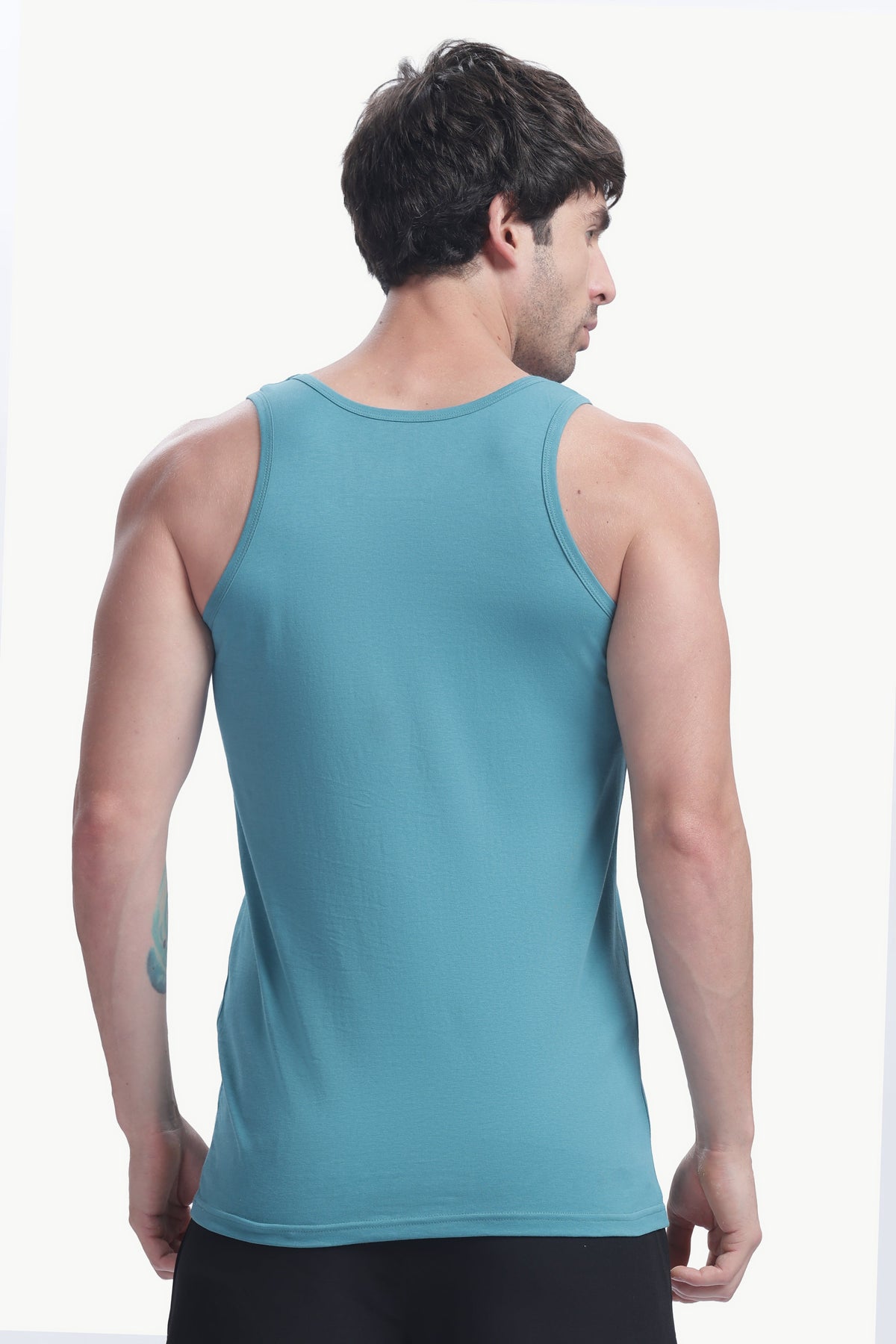 Men's plain 100% cotton vest (ocean teal blue)
