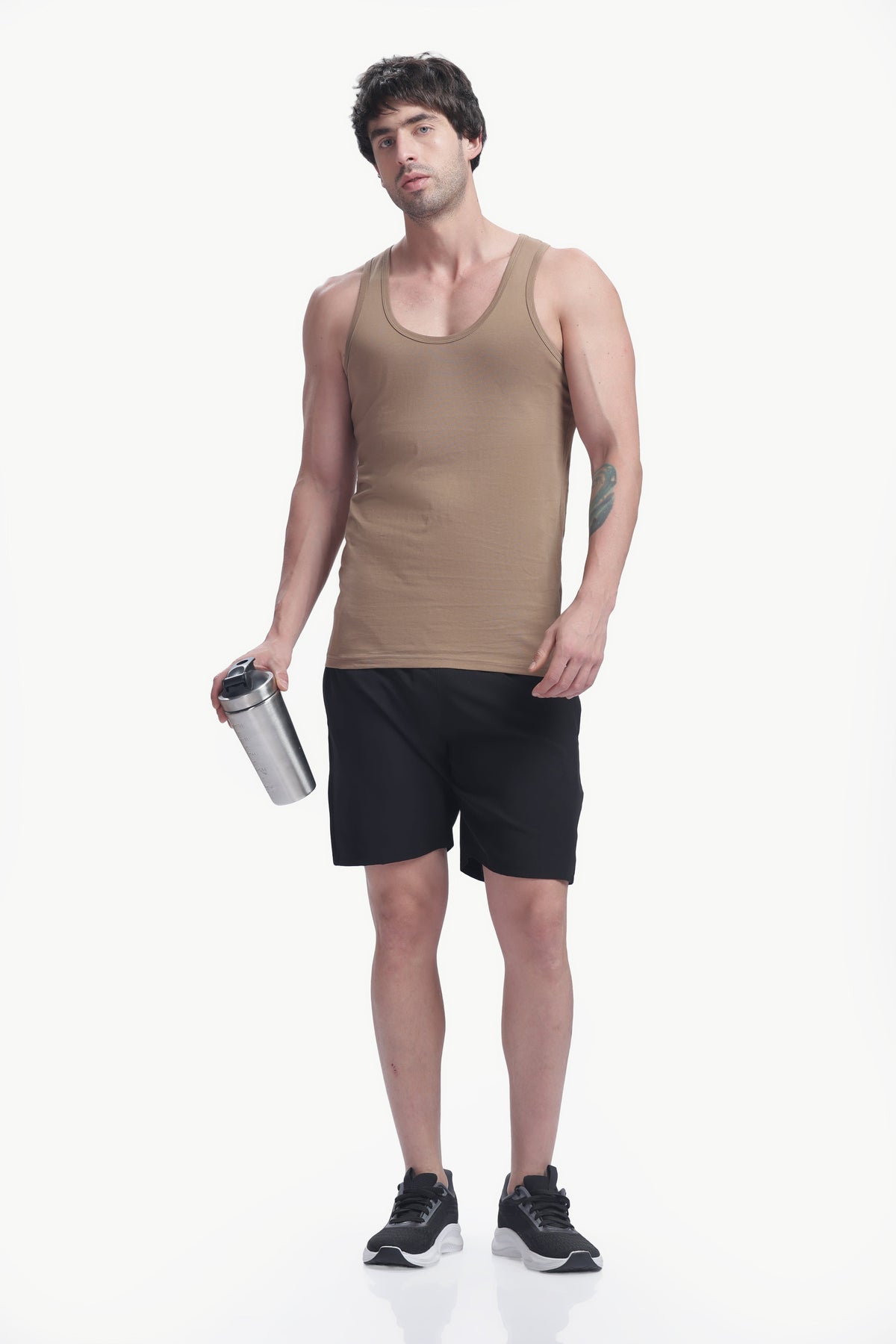 Men's plain 100% cotton vest (brown)