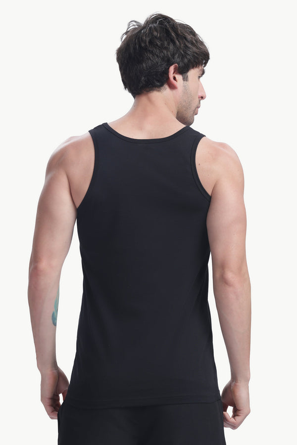 Men's plain 100% cotton vest (Black)