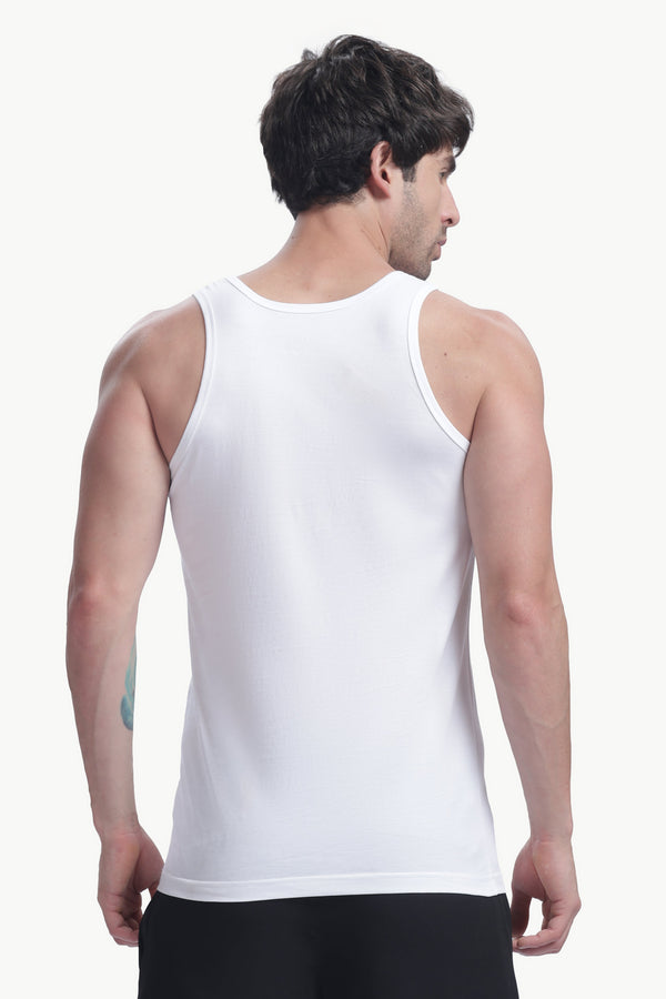Men's plain 100% cotton vest (white)