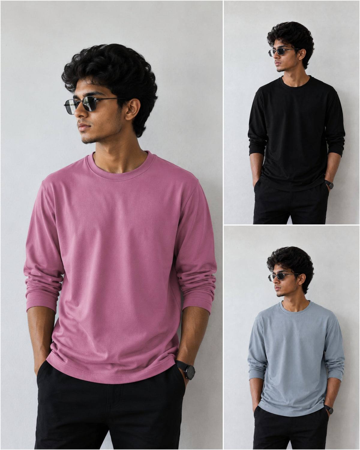 3 T-shirts Combo – Plain Full Hand Lycra