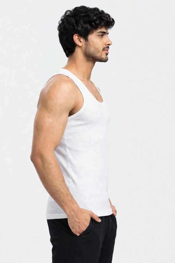 Men's plain 100% cotton vest (white)