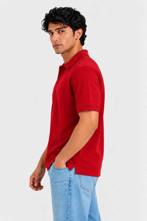 Premium Cotton Polo Collar t-shirt (Red)