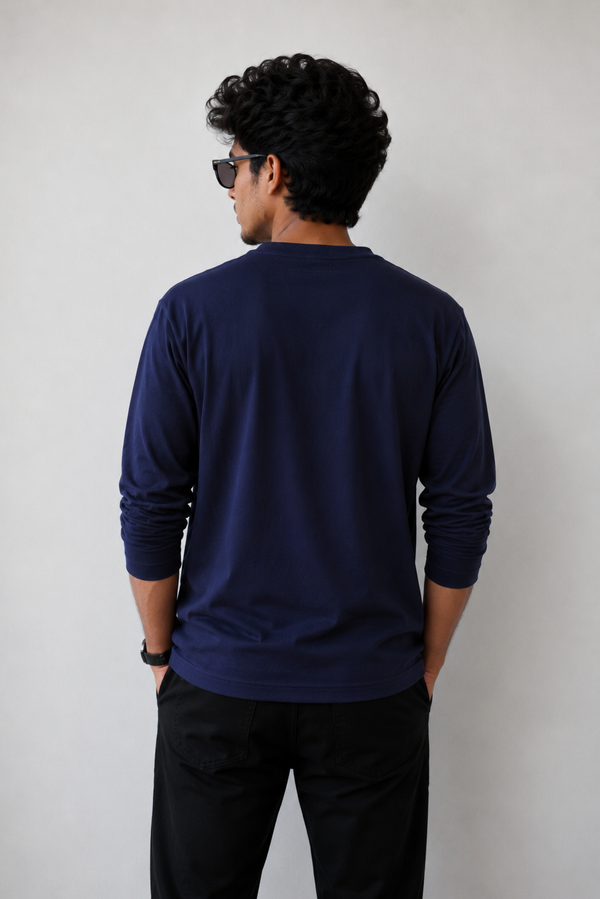 Plain Full Hand Lycra T-shirts (Navy)