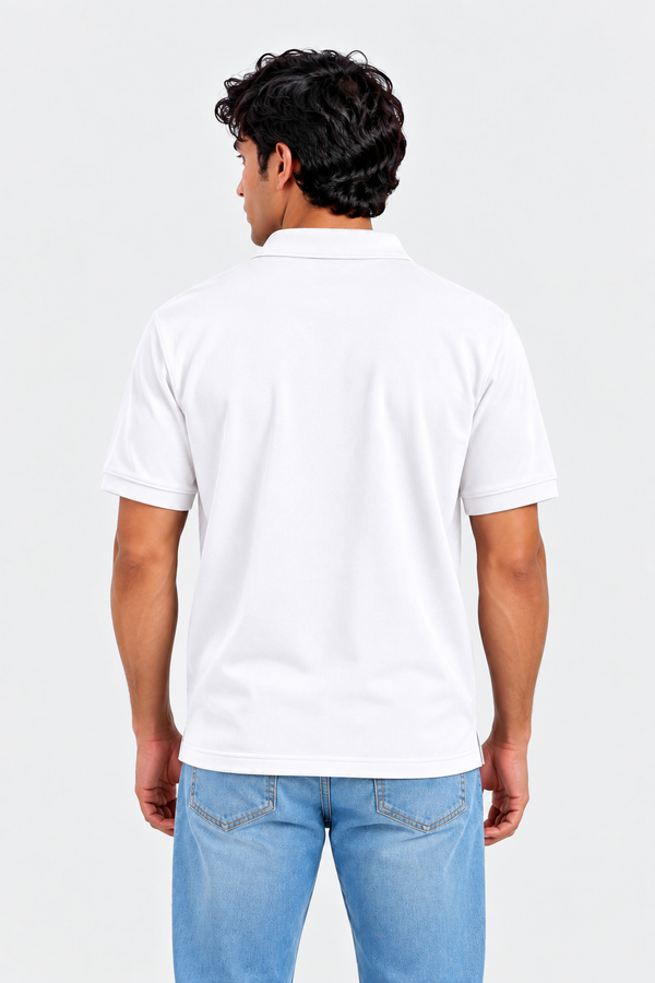 Premium Cotton Polo Collar t-shirt (White)