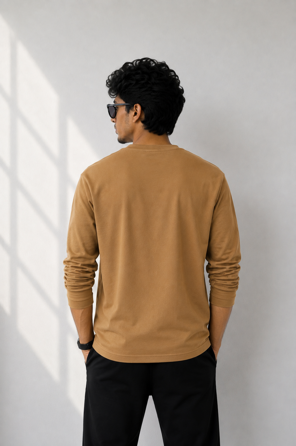 Plain Full Hand Lycra T-shirts (Brown)