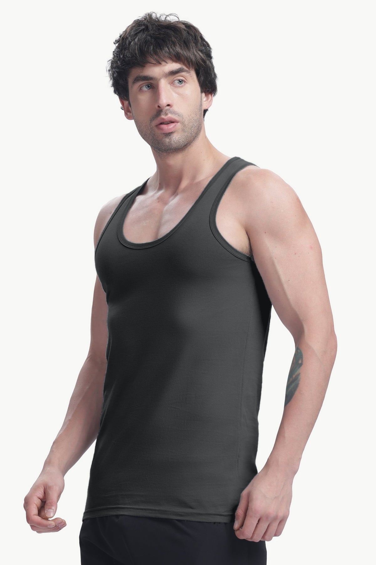 Men's plain 100% cotton vest (Dark Grey)