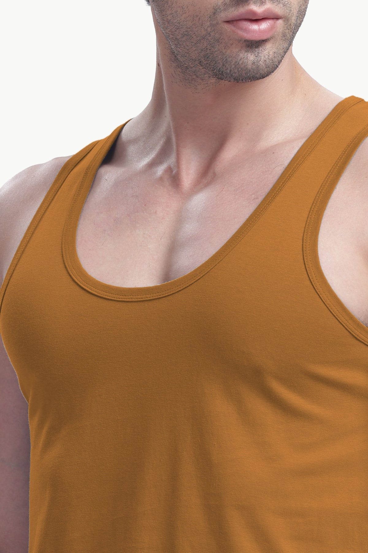 Men's plain 100% cotton vest (Brown)