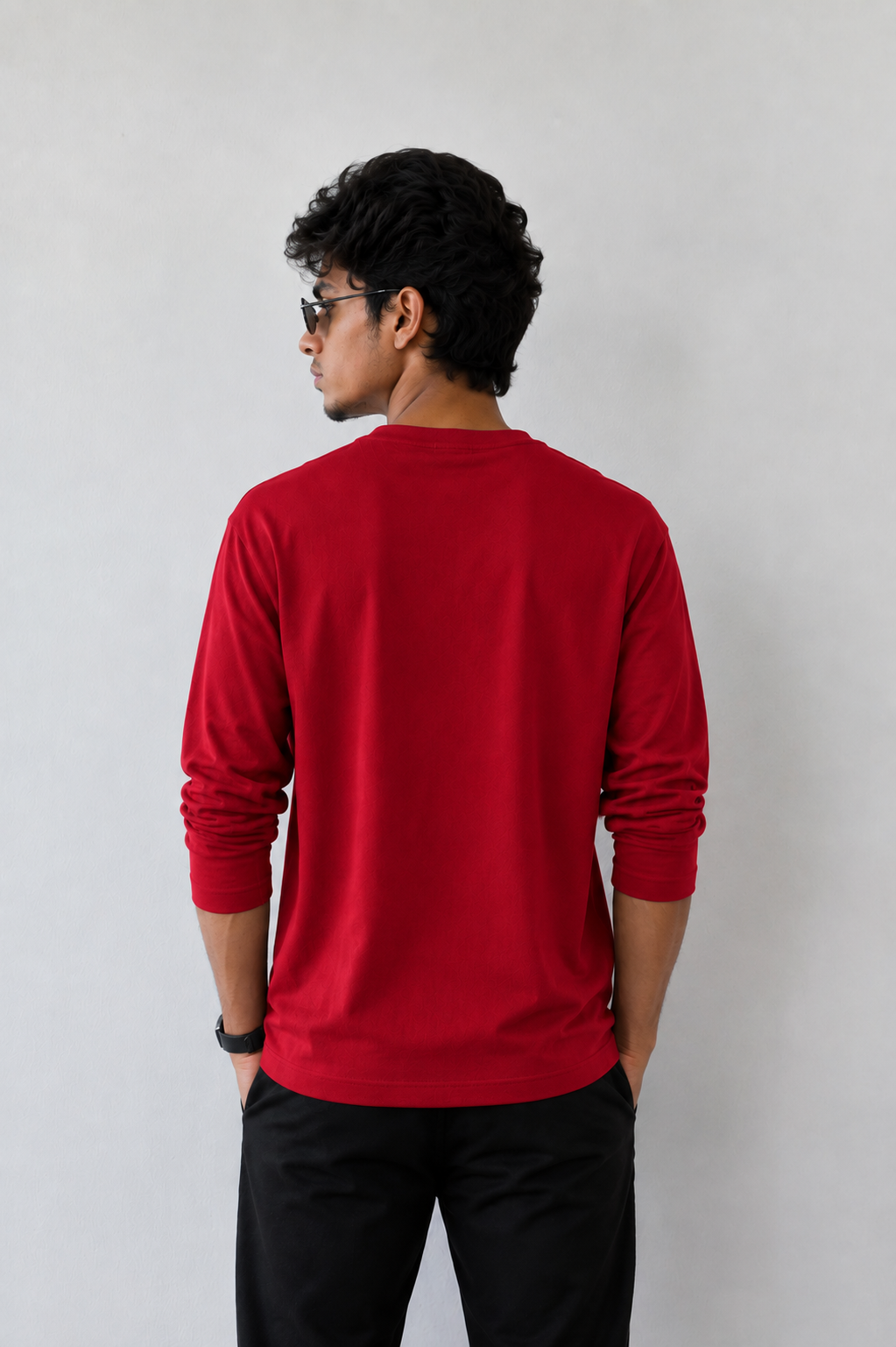 Plain Full Hand Lycra T-shirts (Red)