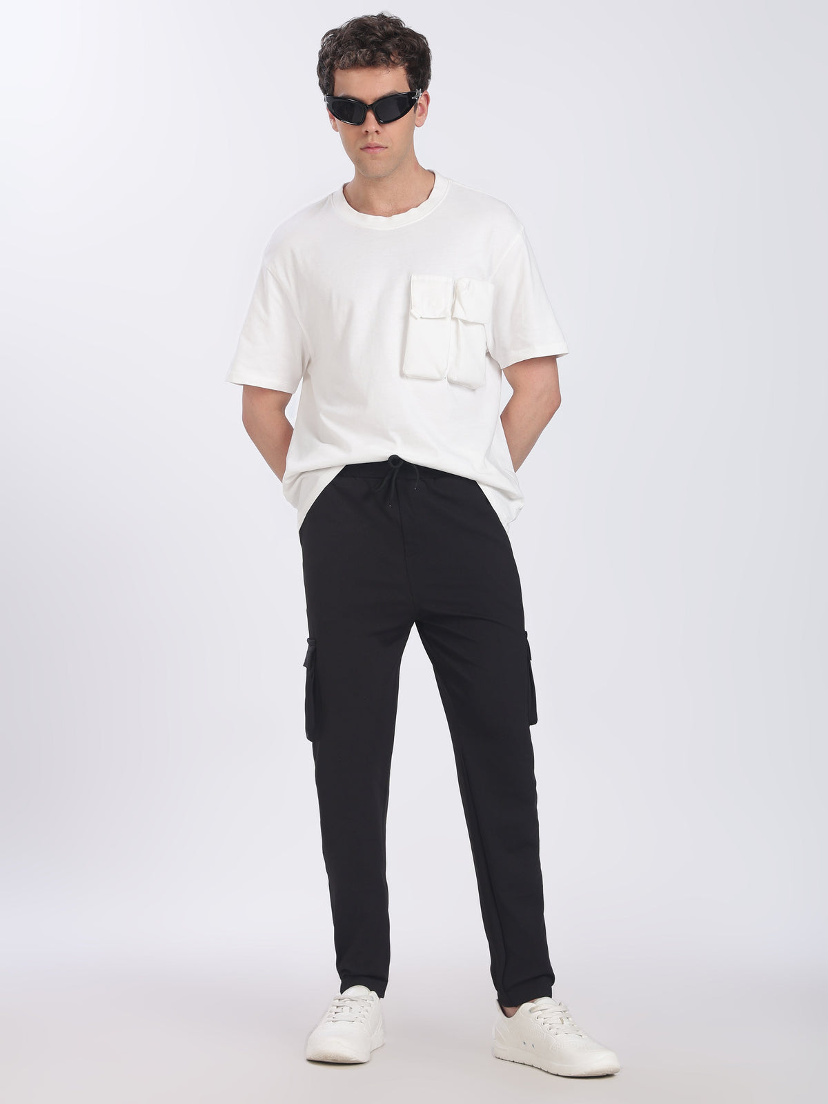 Lycra Five Pocket Cargo Pant With Cuff (Black)