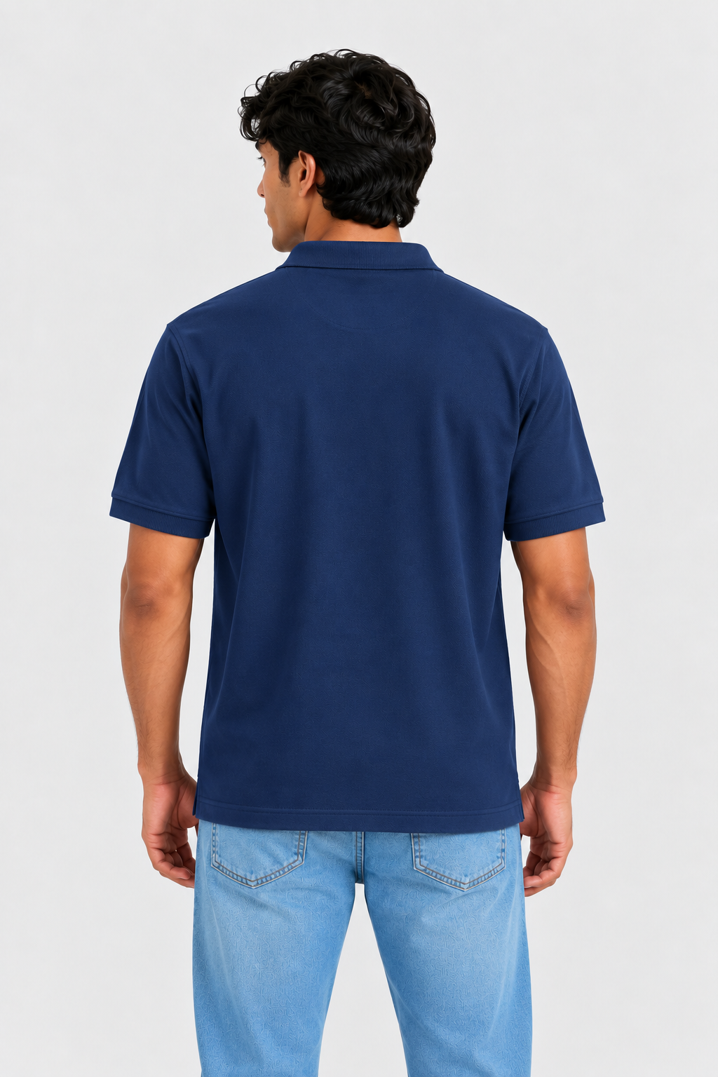 Premium Cotton Polo Collar T-Shirt(Navy)