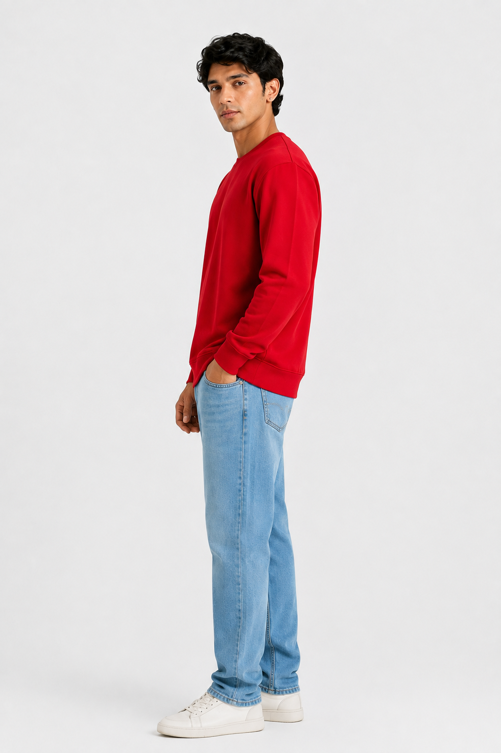 Cotton Full Sleeve Sweatshirt For Men (Red)