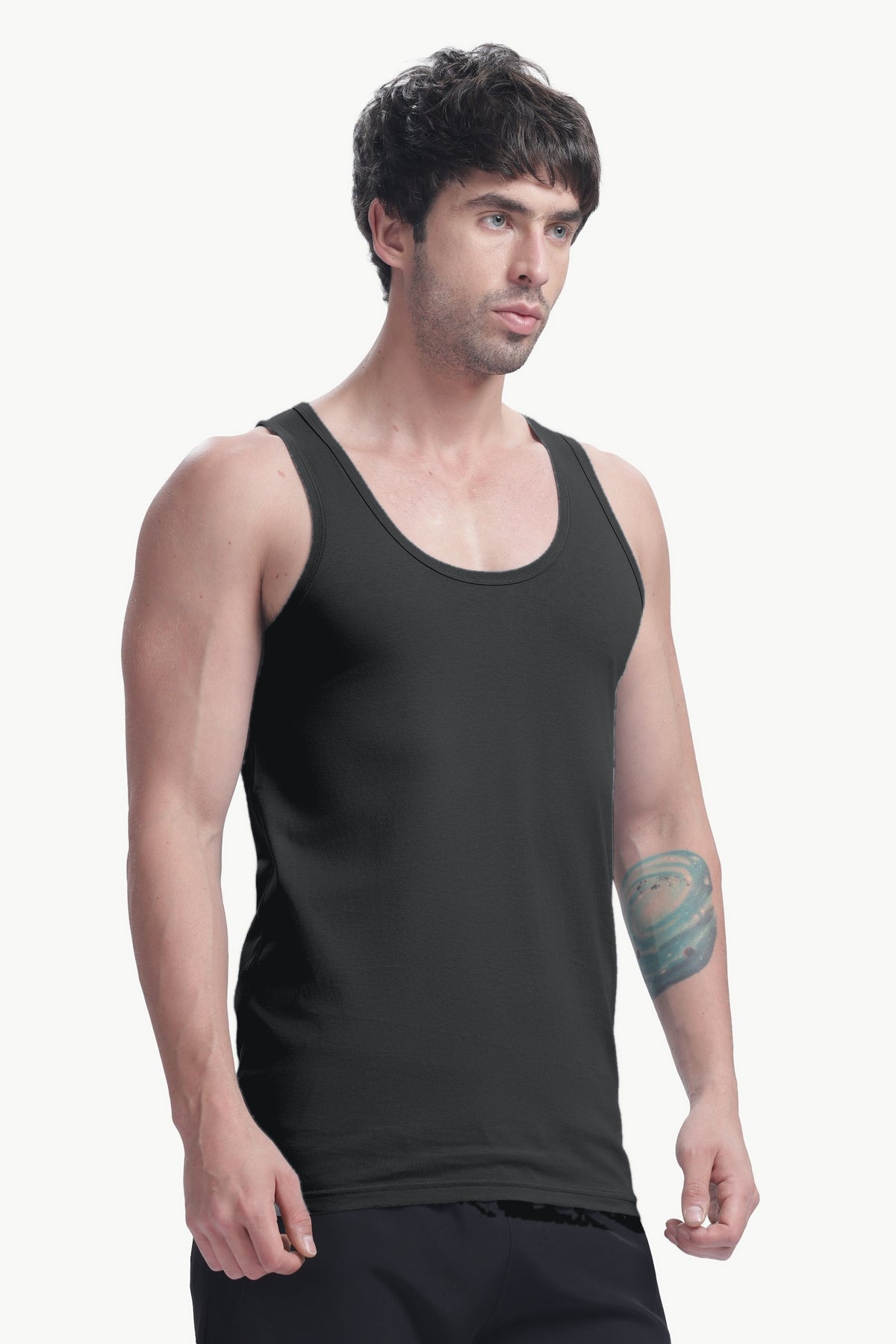 Men's plain 100% cotton vest (Dark Grey)