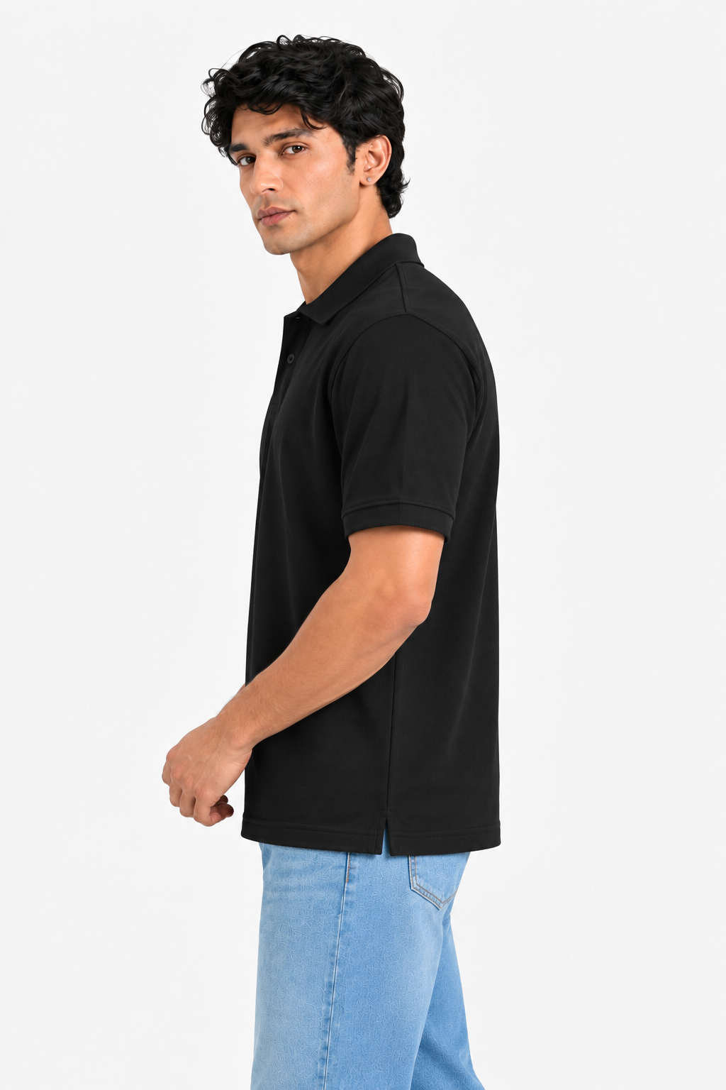 Premium Cotton Polo Collar T-Shirt(Black)