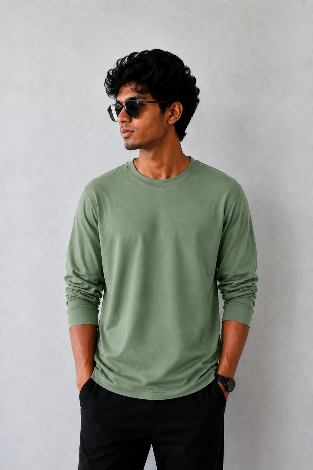 Plain Full Hand Lycra T-shirts (Green)