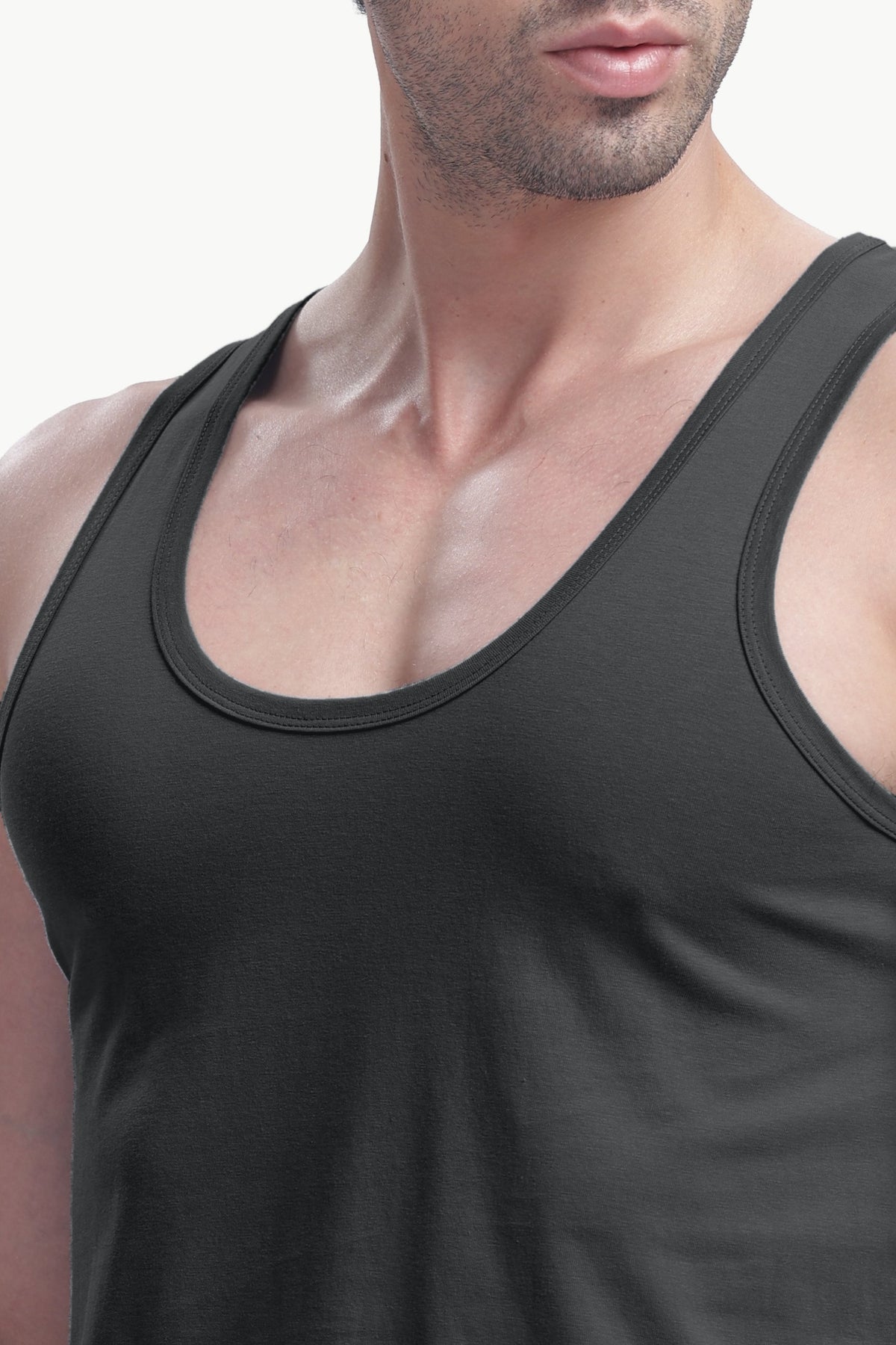 Men's plain 100% cotton vest (Dark Grey)