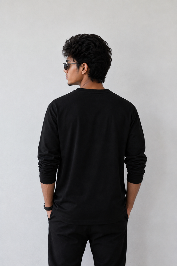 Plain Full Hand Lycra T-shirts (Black)